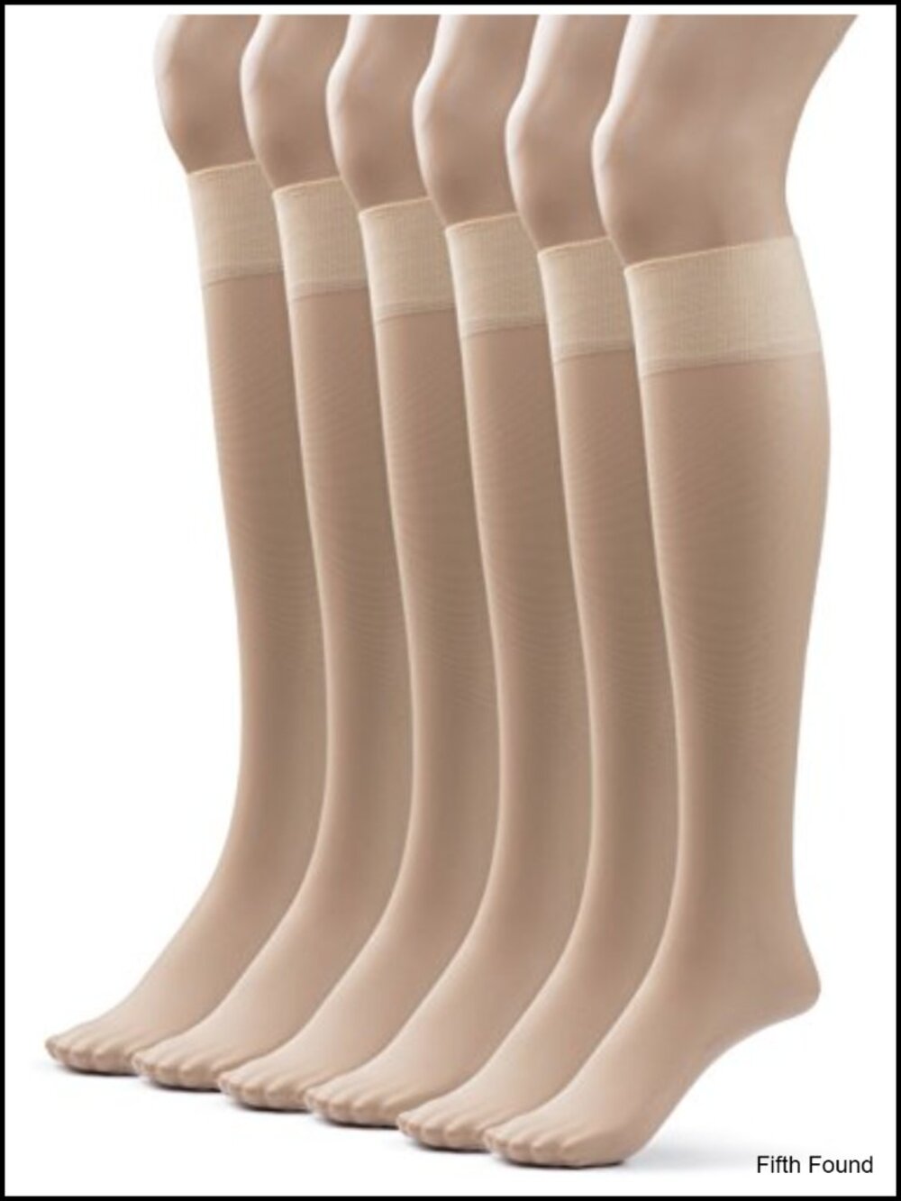 Silky Toes Sheer Knee High Stockings 6 Pairs Nylon Comfort Top Trouser Socks